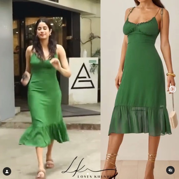 Reformation Embry Midi Dress - Kelly Green Sleeveless Casual Vacation